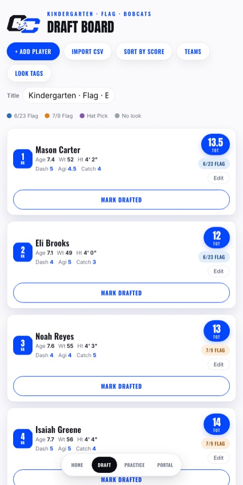 Draft Board in the app